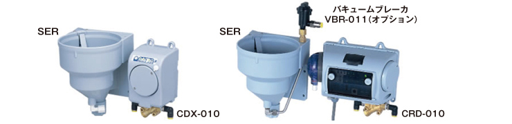 SER（食器洗浄機用装置）製品紹介　ウエルコの供給装置とセットで使用すると、さらにその効果は広がります。